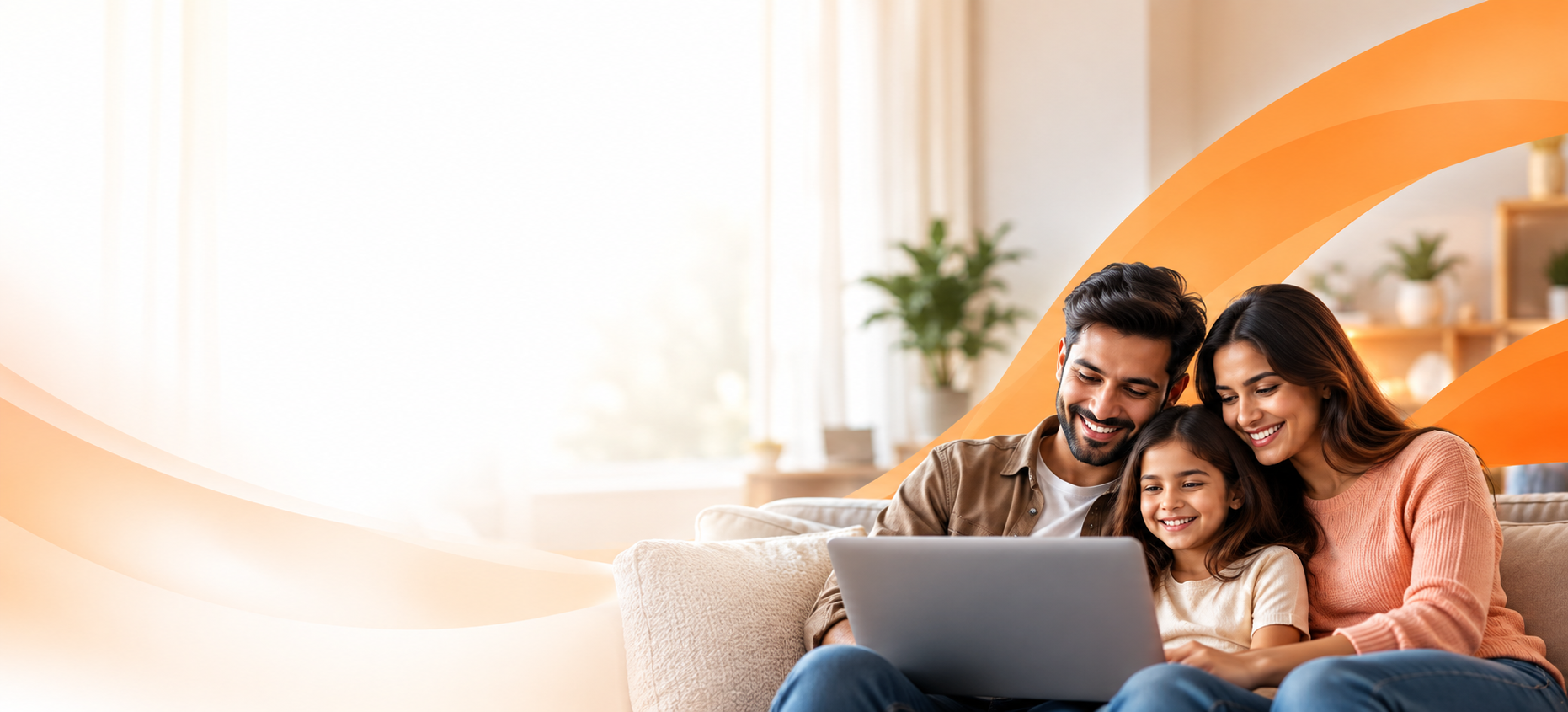 A family browsing the internet together at home